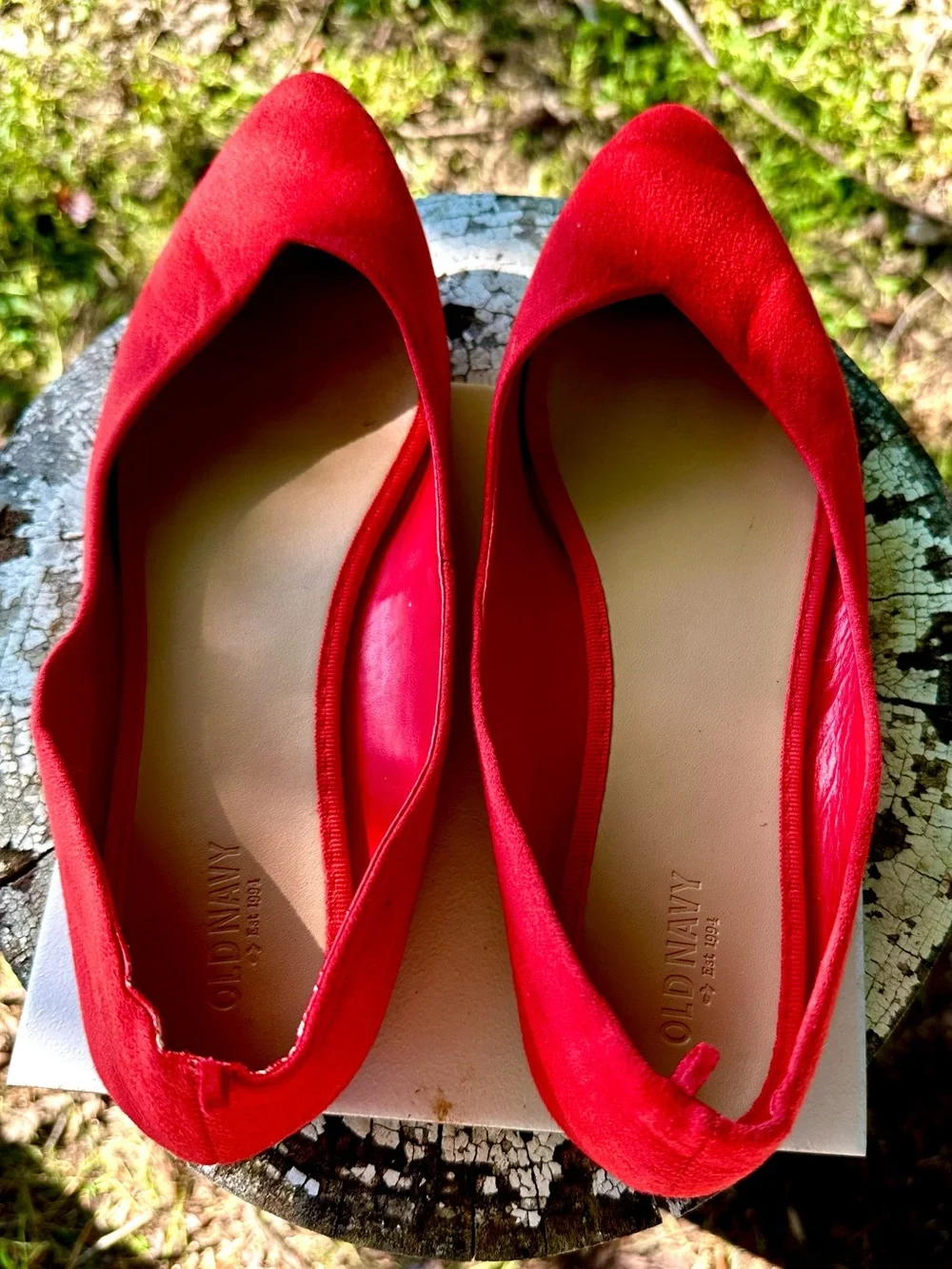 Old Navy Bright Red Pointed Toe Ballet Flats